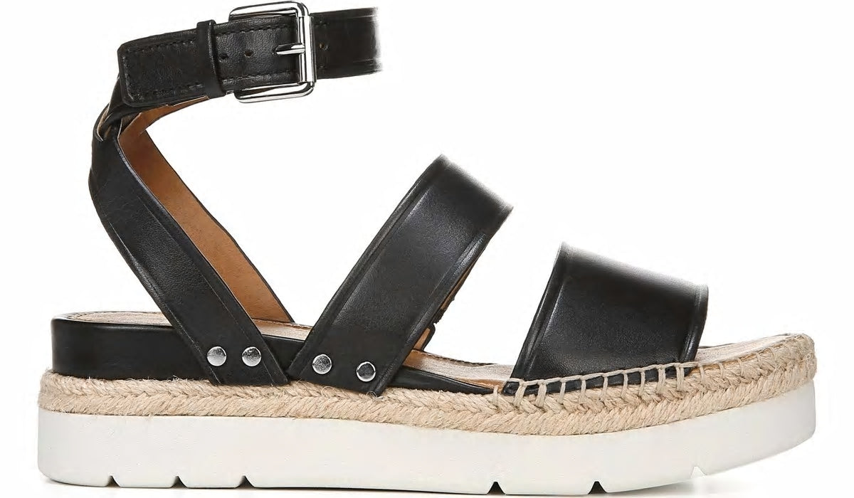 Sarto Calvin Wedge Sandal - Black Leather