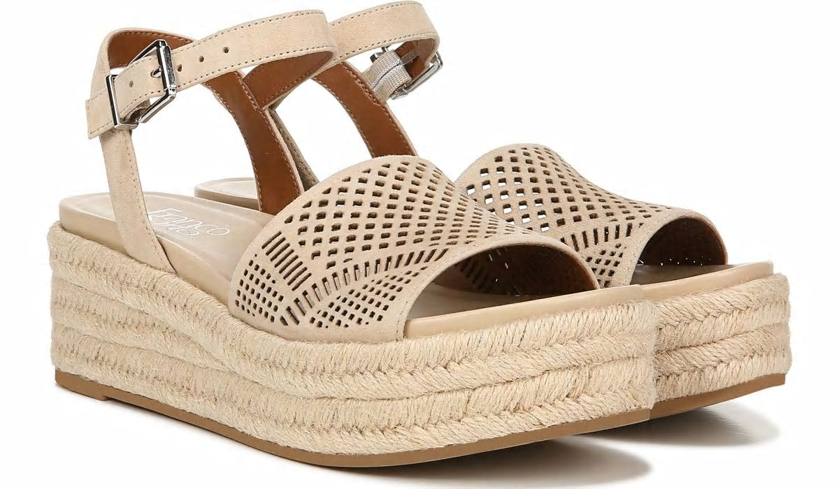 Franco Tennia Espadrille Platform Sandal - Beige Suede