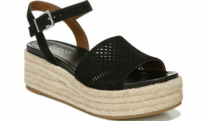 Franco Tennia Espadrille Platform Sandal - Black Suede