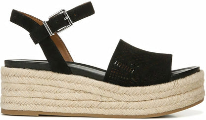 Franco Tennia Espadrille Platform Sandal - Black Suede