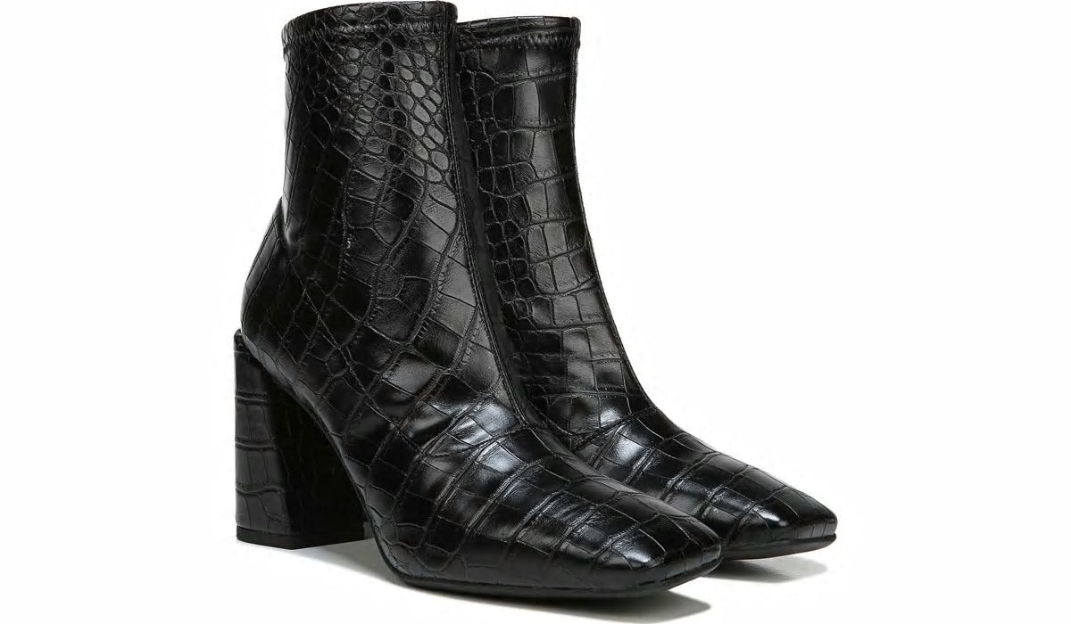 Franco Harmond Block Heel Bootie - Black Crocco