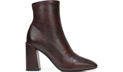 Franco Harmond Block Heel Bootie - Bordeaux Faux Snake Leather
