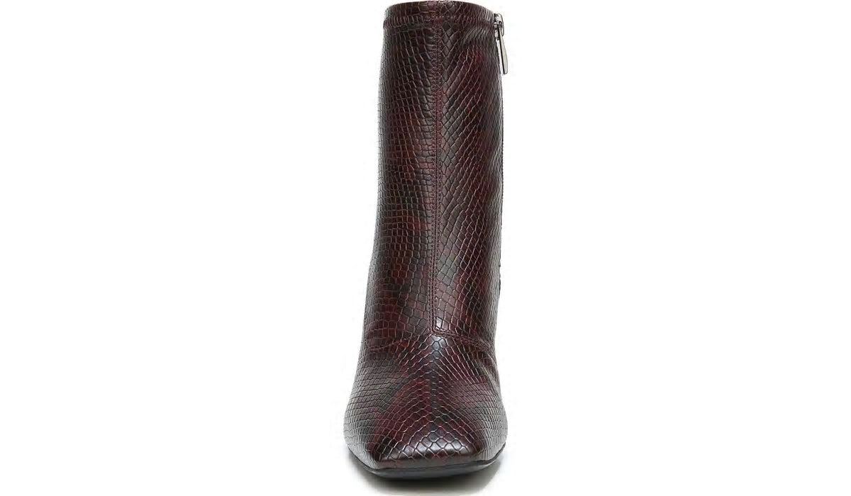 Franco Harmond Block Heel Bootie - Bordeaux Faux Snake Leather