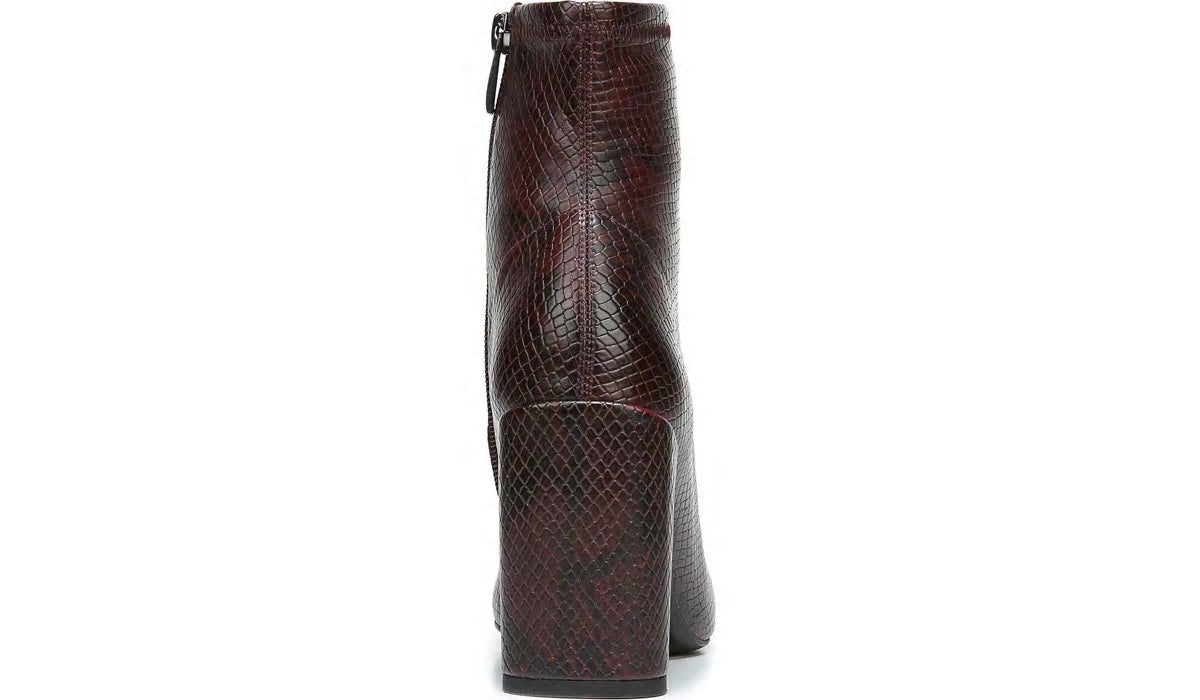 Franco Harmond Block Heel Bootie - Bordeaux Faux Snake Leather