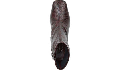 Franco Harmond Block Heel Bootie - Bordeaux Faux Snake Leather