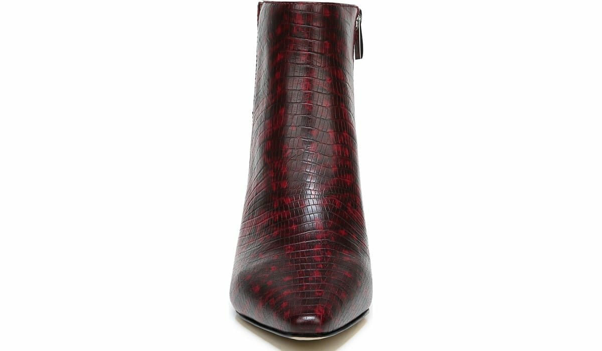 Franco Sandria Block Heel Bootie - Wine Snake Print Leather