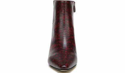 Franco Sandria Block Heel Bootie - Wine Snake Print Leather