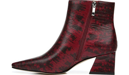 Franco Sandria Block Heel Bootie - Wine Snake Print Leather