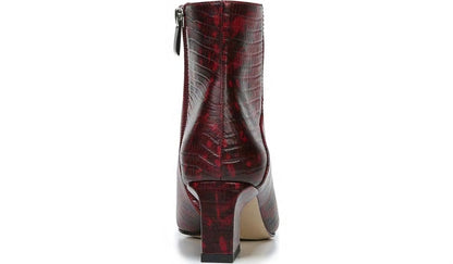 Franco Sandria Block Heel Bootie - Wine Snake Print Leather
