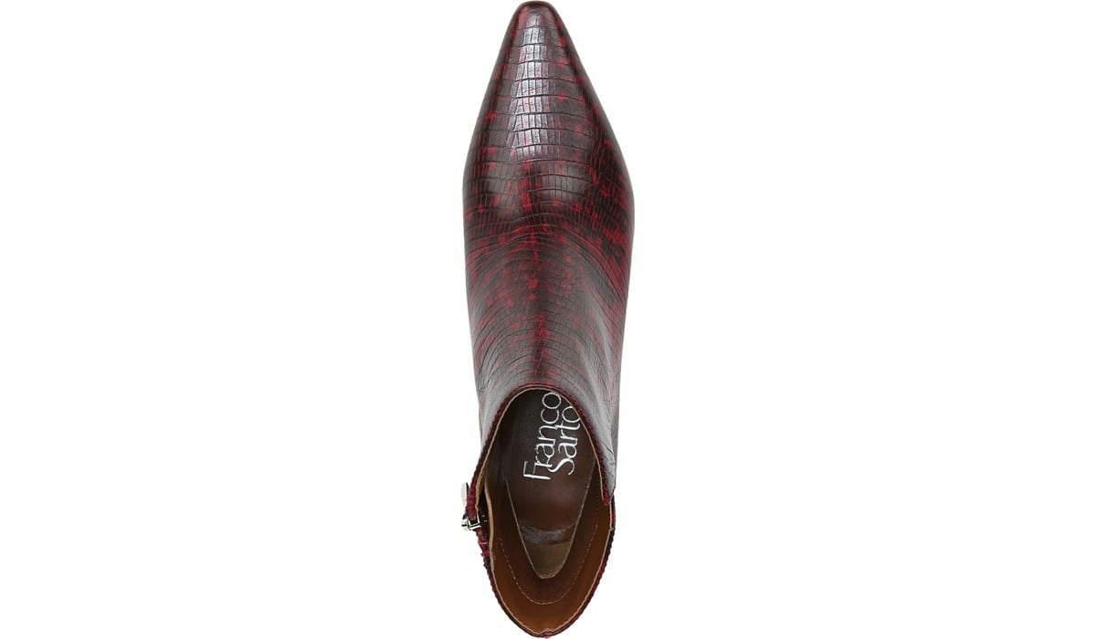 Franco Sandria Block Heel Bootie - Wine Snake Print Leather