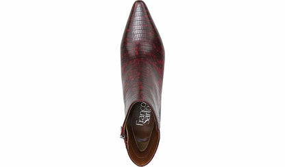 Franco Sandria Block Heel Bootie - Wine Snake Print Leather