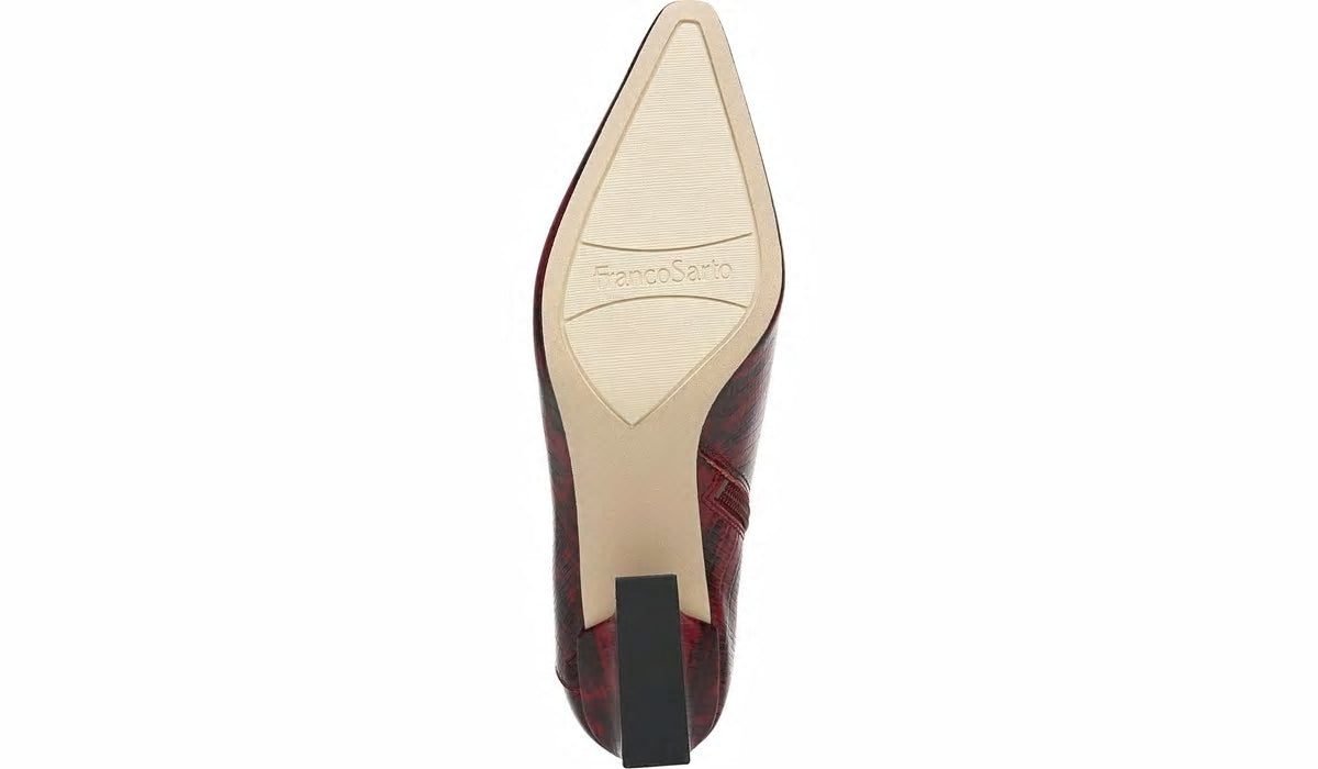 Franco Sandria Block Heel Bootie - Wine Snake Print Leather