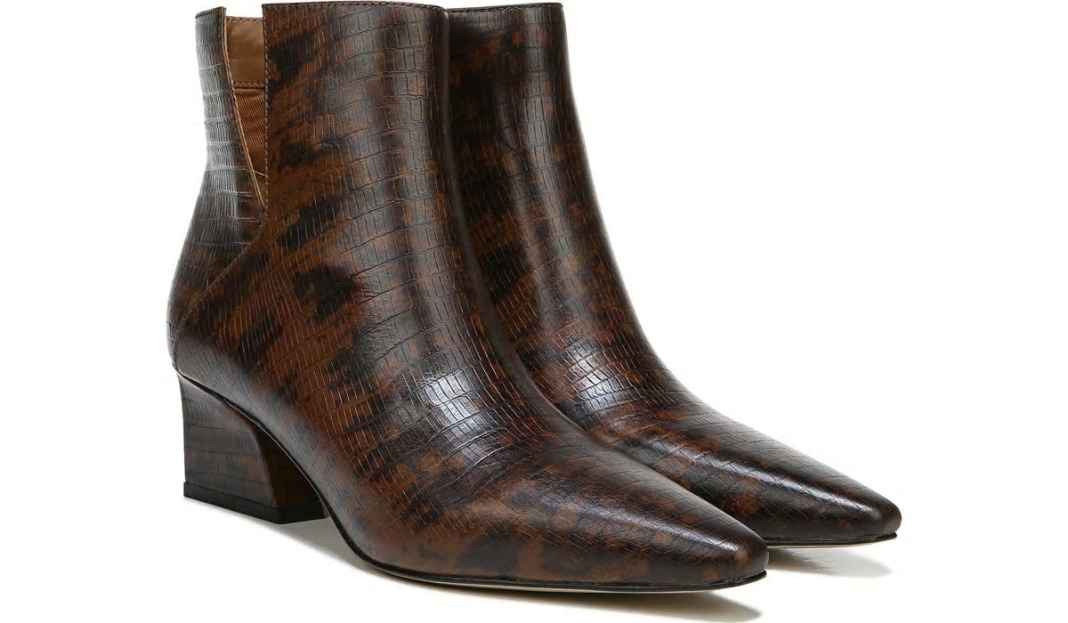 Franco Sandria Block Heel Bootie - Espresso Snake Print Leather