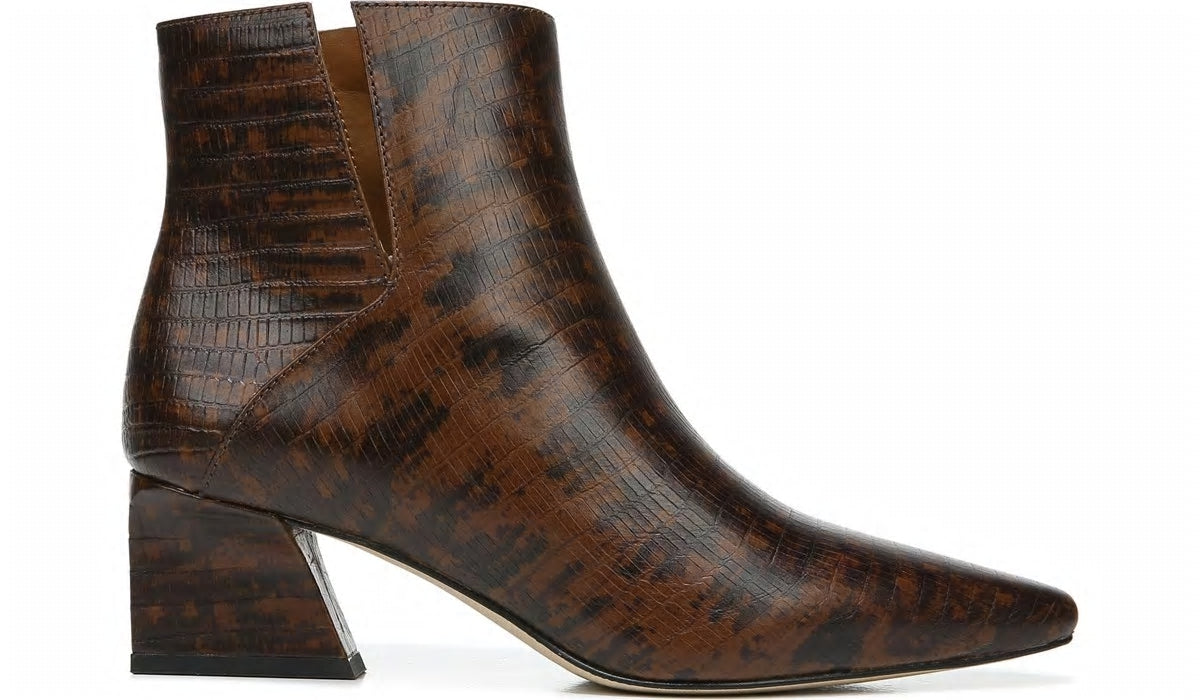 Franco Sandria Block Heel Bootie - Espresso Snake Print Leather