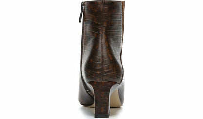 Franco Sandria Block Heel Bootie - Espresso Snake Print Leather