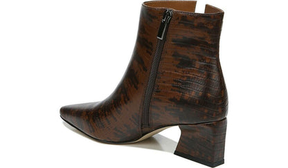 Franco Sandria Block Heel Bootie - Espresso Snake Print Leather