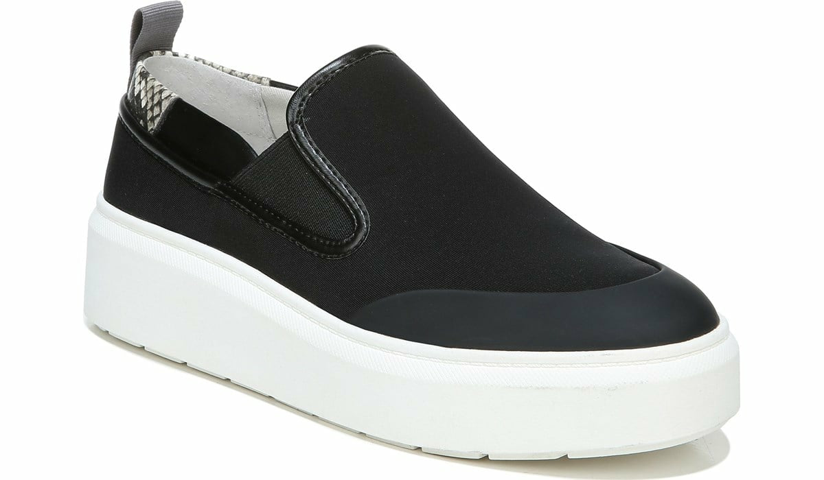 Franco Lazer Platform Slip On Sneaker - Black Fabric