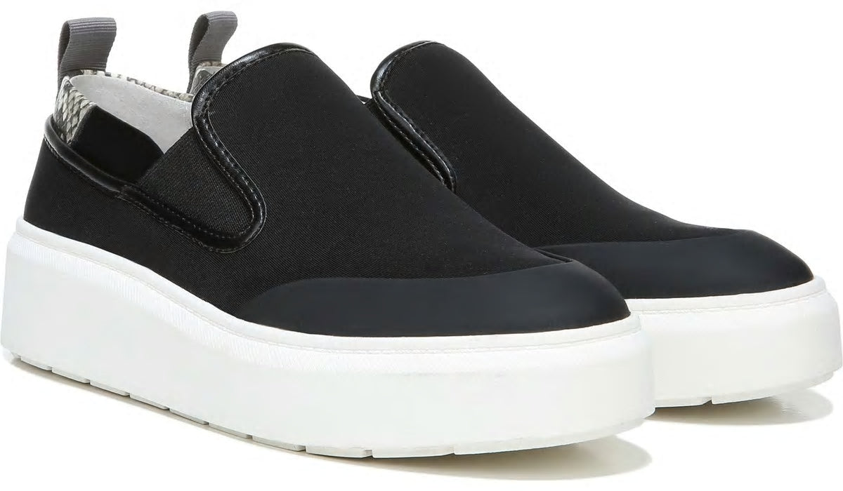 Franco Lazer Platform Slip On Sneaker - Black Fabric