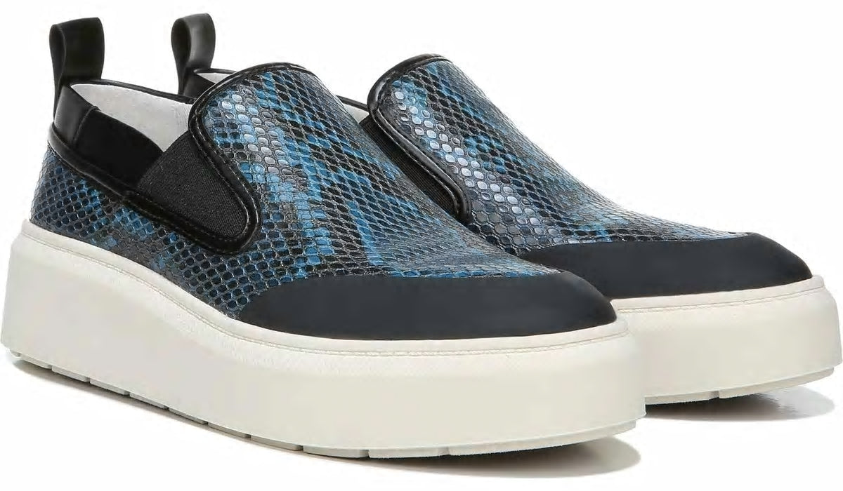 Franco Lazer Platform Slip On Sneaker - Pacific Blue Faux Leather