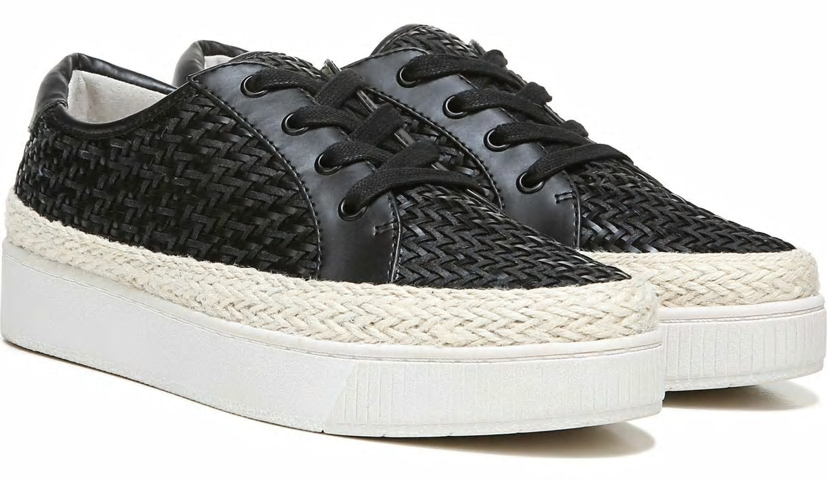 Franco Hyria Platform Sneaker - Black Woven Leather