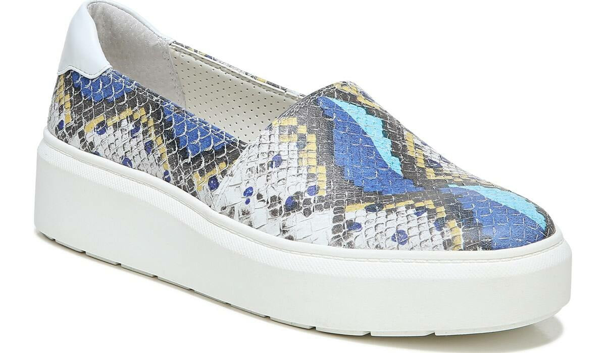 Franco Lodi 2 Platform Slip On Sneaker - Blue Multi Snake Faux Leather