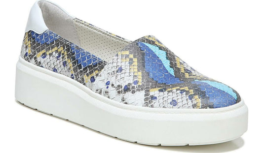 Franco Lodi 2 Platform Slip On Sneaker - Blue Multi Snake Faux Leather