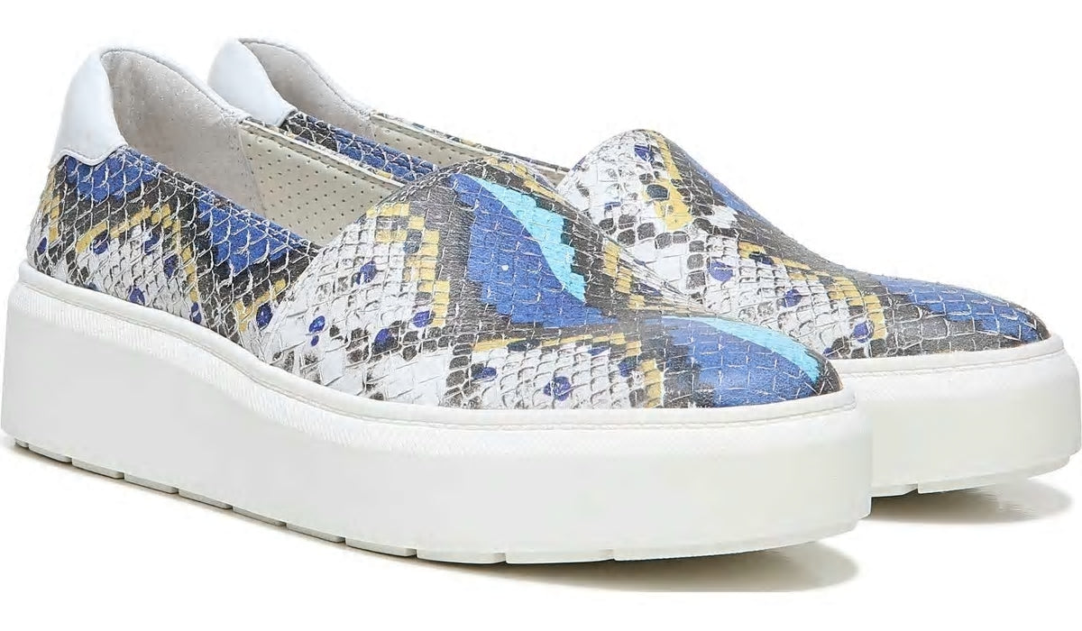 Franco Lodi 2 Platform Slip On Sneaker - Blue Multi Snake Faux Leather