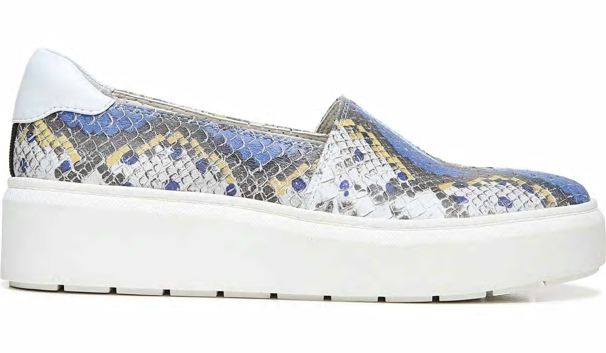 Franco Lodi 2 Platform Slip On Sneaker - Blue Multi Snake Faux Leather