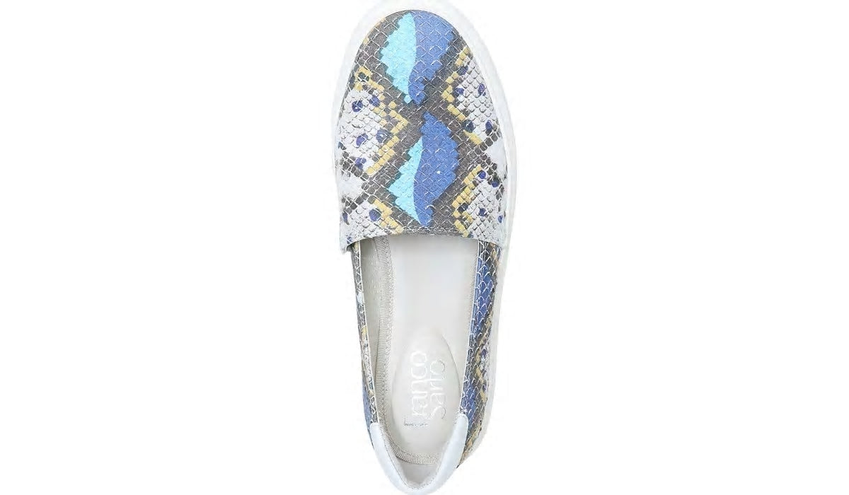 Franco Lodi 2 Platform Slip On Sneaker - Blue Multi Snake Faux Leather