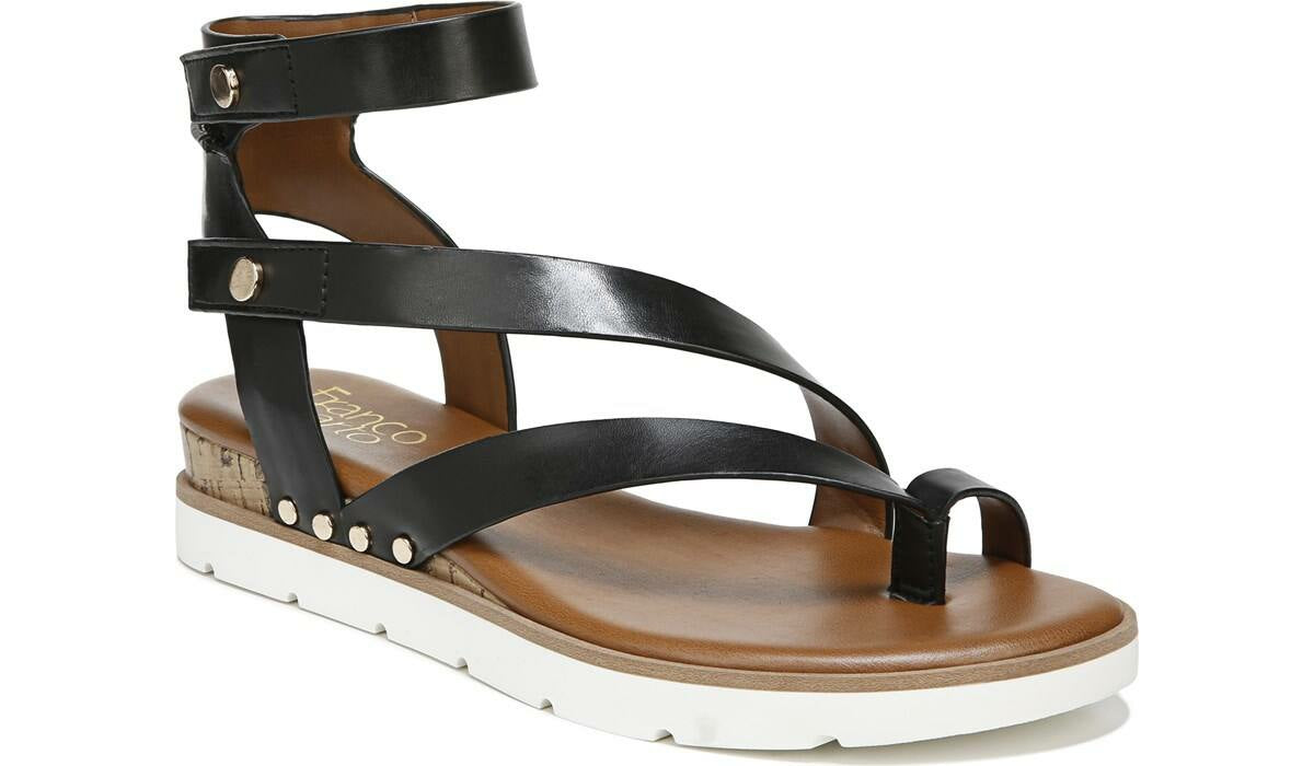 Franco Daven Gladiator Sandal - Black Faux Leather