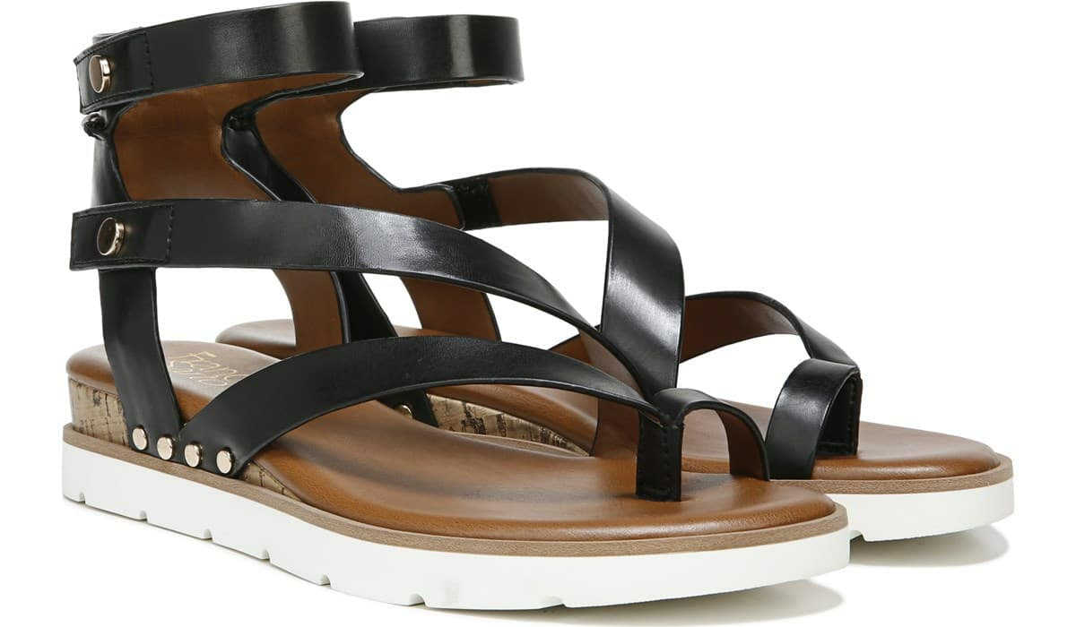 Franco Daven Gladiator Sandal - Black Faux Leather