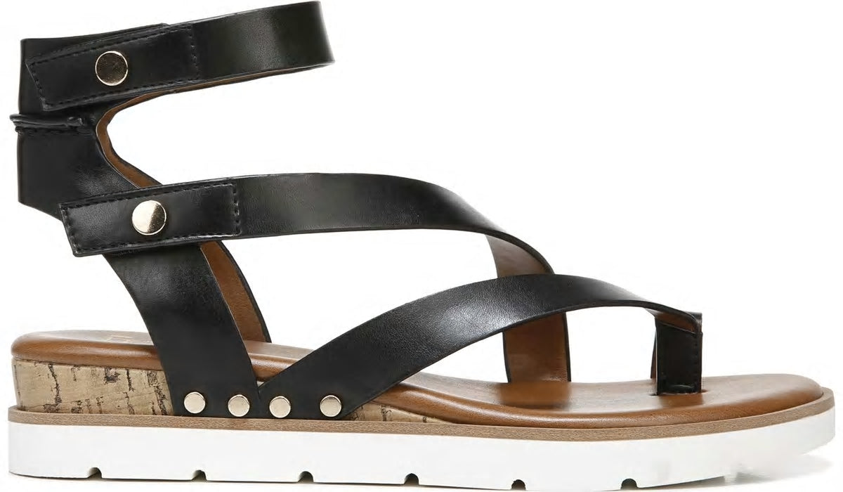 Franco Daven Gladiator Sandal - Black Faux Leather