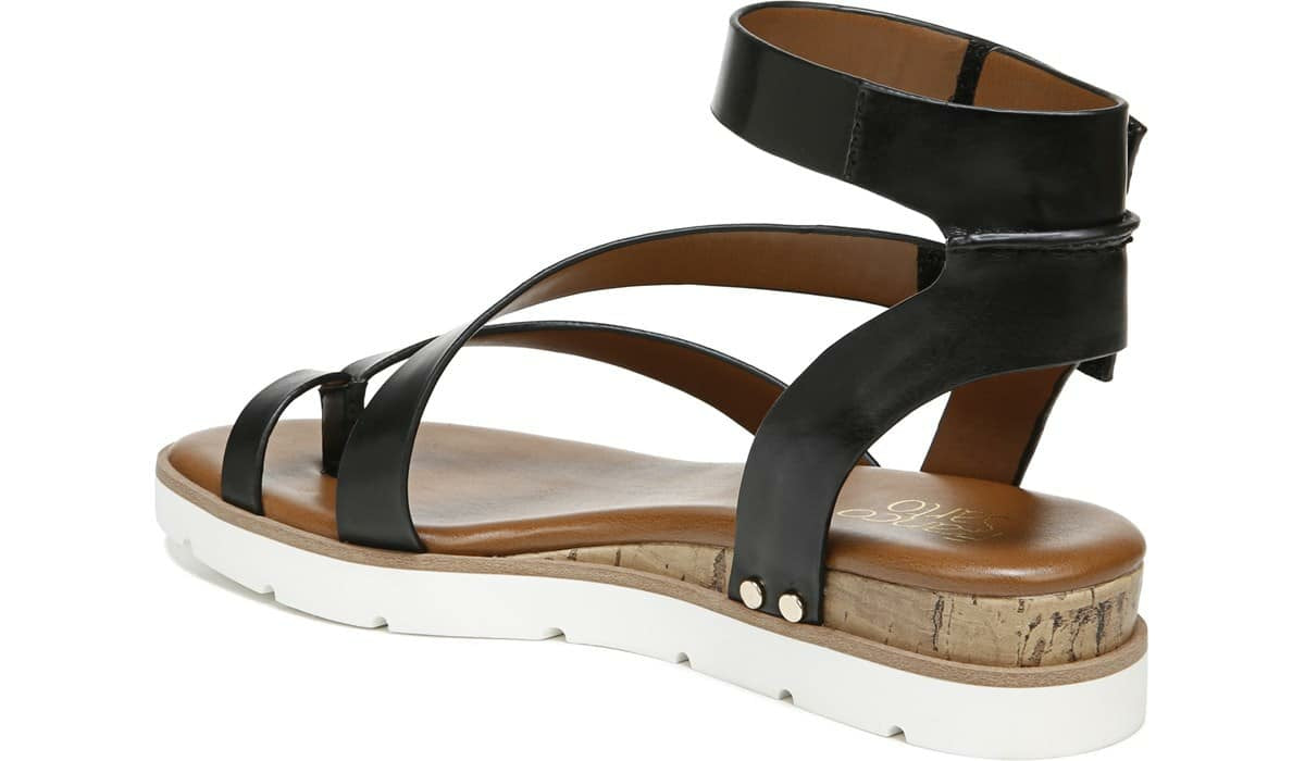 Franco Daven Gladiator Sandal - Black Faux Leather
