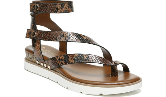 Franco Daven Gladiator Sandal - Cognac Snake Faux Leather