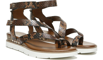 Franco Daven Gladiator Sandal - Cognac Snake Faux Leather