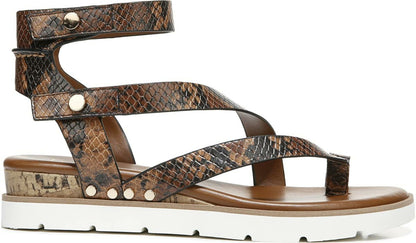Franco Daven Gladiator Sandal - Cognac Snake Faux Leather