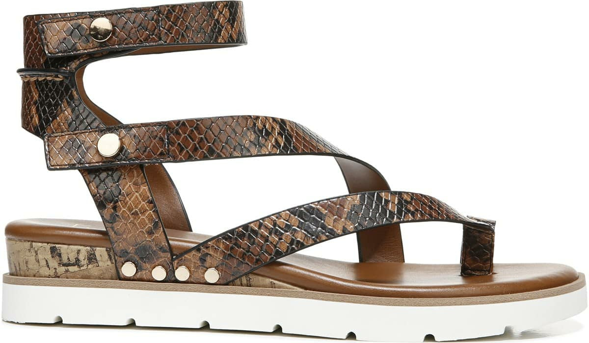 Franco Daven Gladiator Sandal - Cognac Snake Faux Leather