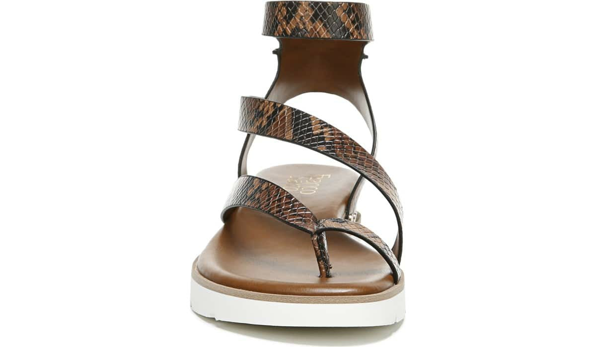 Franco Daven Gladiator Sandal - Cognac Snake Faux Leather