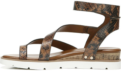 Franco Daven Gladiator Sandal - Cognac Snake Faux Leather