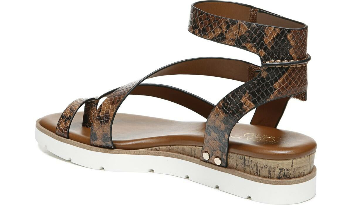 Franco Daven Gladiator Sandal - Cognac Snake Faux Leather