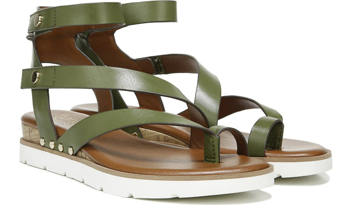 Franco Daven Gladiator Sandal - Olive Faux Leather