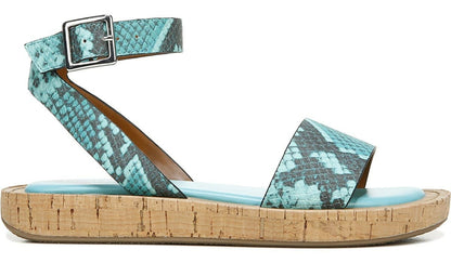 Franco Eden Platform Sandal - Teal Snake Print Faux Leather