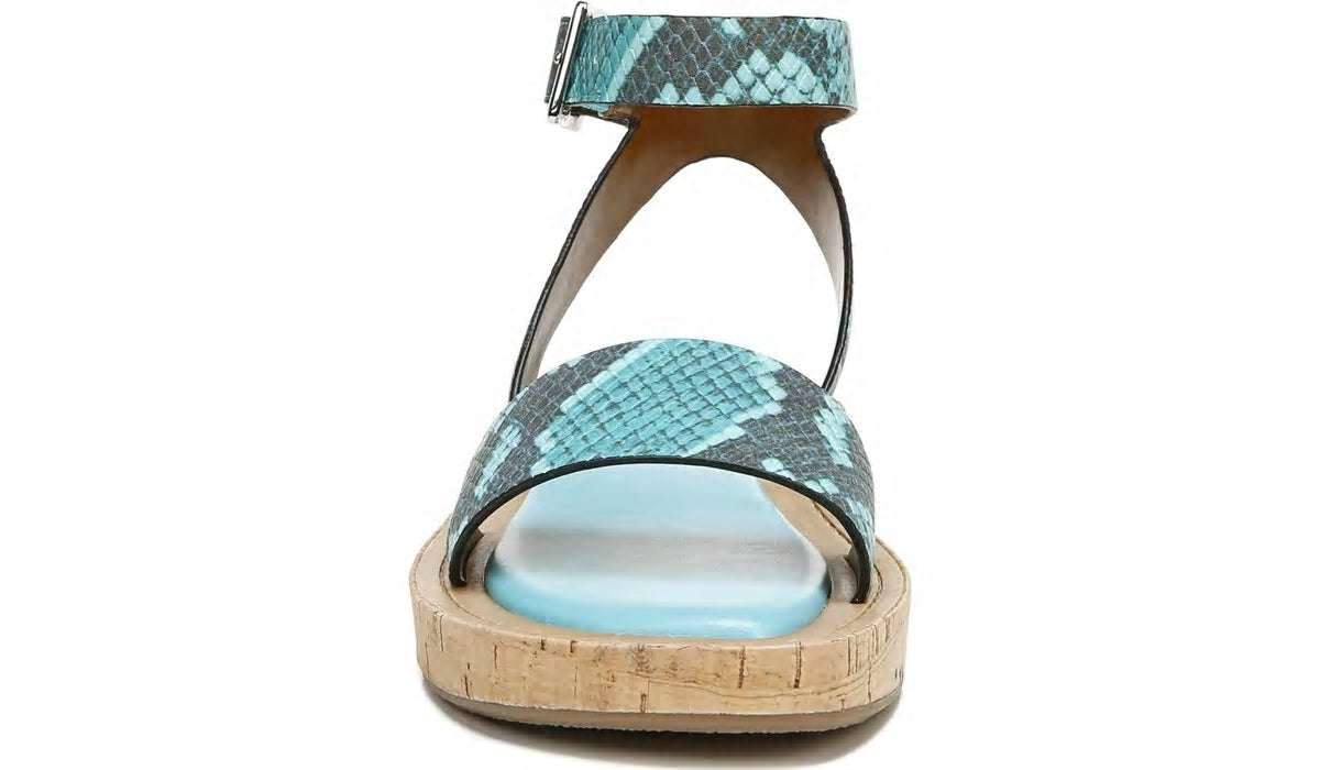 Franco Eden Platform Sandal - Teal Snake Print Faux Leather