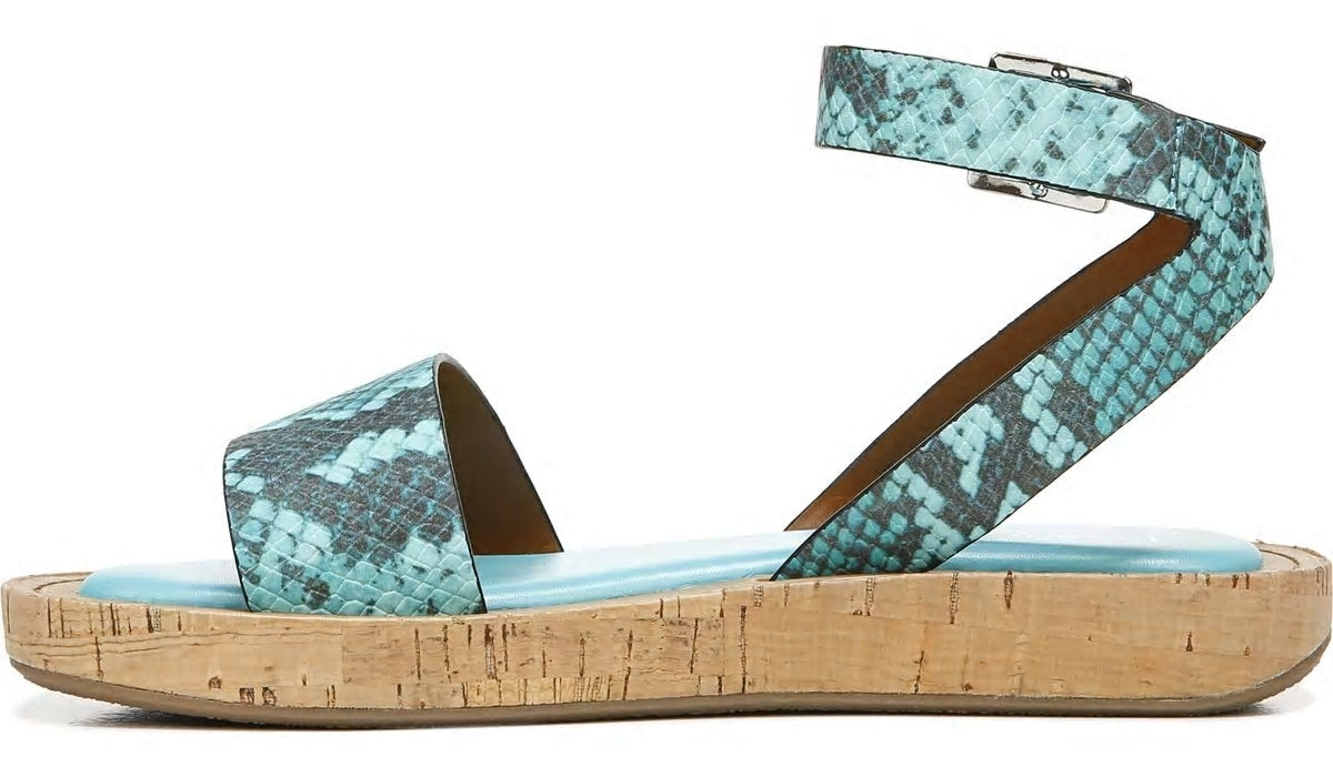 Franco Eden Platform Sandal - Teal Snake Print Faux Leather