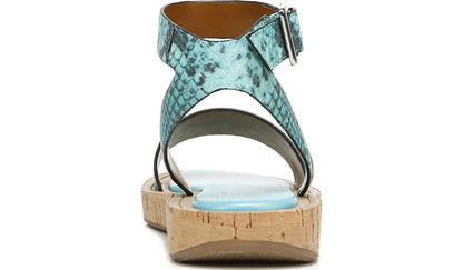 Franco Eden Platform Sandal - Teal Snake Print Faux Leather