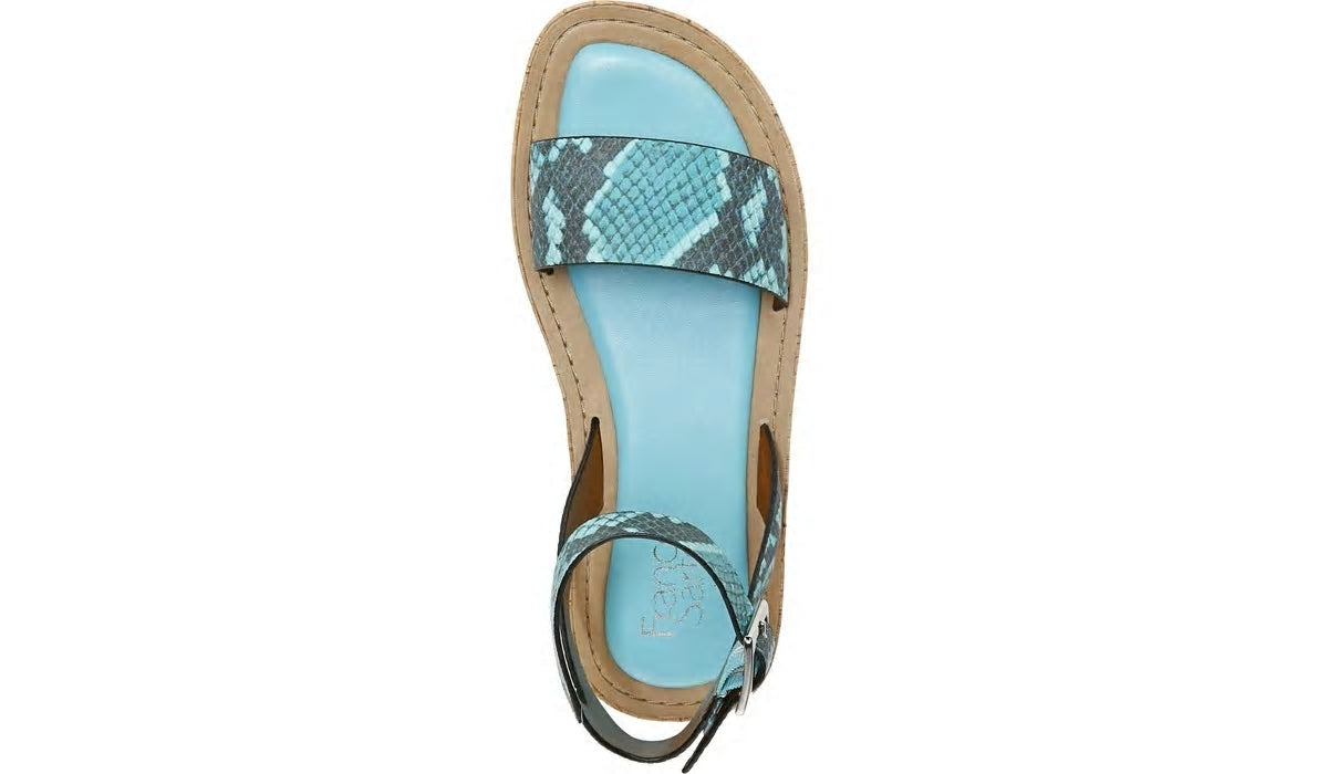 Franco Eden Platform Sandal - Teal Snake Print Faux Leather