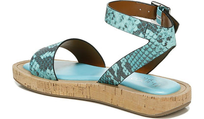 Franco Eden Platform Sandal - Teal Snake Print Faux Leather