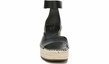 Franco Camera Espadrille Wedge Sandal - Black Snake Print Faux Leather