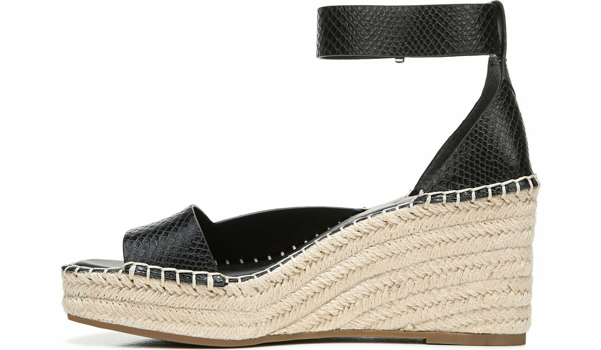 Franco Camera Espadrille Wedge Sandal - Black Snake Print Faux Leather