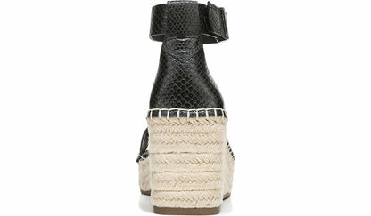Franco Camera Espadrille Wedge Sandal - Black Snake Print Faux Leather